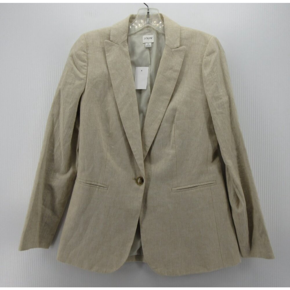 J Crew Blazer 0 Linen Blend Jacket Coat Career Office Peak Lapel NEW